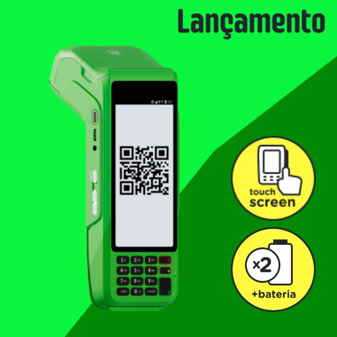 Maquininha de cartão Ton T3 smart com 2 baterias/Qrcode/touch